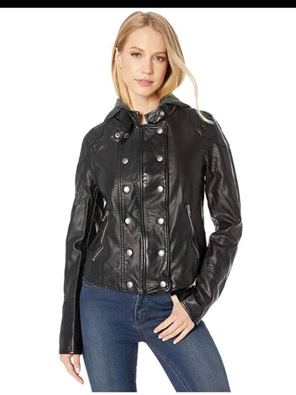 We Are Free New Dawn Faux Leather Moto Jacket Free People Small Removable Hood